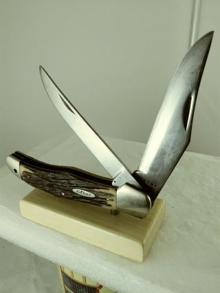 Vintage Kabar Hunter Knife 1184 2 Blade Staglon Folding Vintage