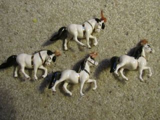 Four Bone China White Parade/circus Horses With Head Dressing