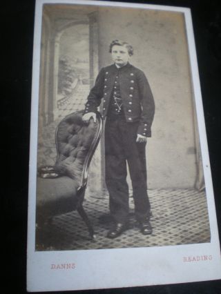 Cdv Old Photograph Merchant Navy Sailor Cadet Boy By Danns At Reading C1860s