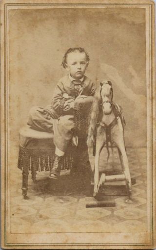 Listing Post Civil War Cdv Albumen Of A Boy With A Rocking Horse