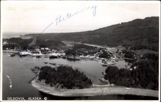 Seldovia Alaska The Cannery Circled Aerial Rppc Real Photo 1960 To Gladys Rupp