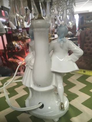 Vintage Porcelain Victorian Man & Woman Figures Small Table Lamp Made In Japan 4