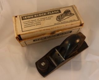 Sears Iron Block Plane No 3700 7 1/8 Long 1 5/8 Cutting Blade Orig Box,  Instru
