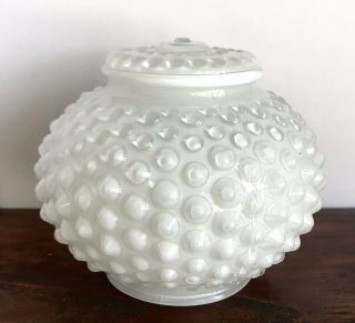 Vtg Hobnail Lamp Shade Ceiling Fixture Globe White Milk Glass 6 " Mid Century Mcm