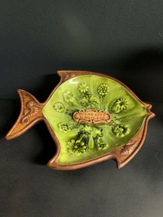 Ocean City Maryland Vintage Fish Ashtray 7 " X5 " Circa 1970s Treasure Craft Usa