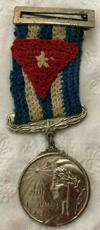 1890s Medal Cuba Liberty Spanish American War Figural Star Silver Type Medal