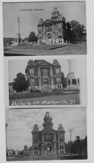 3 Vintage Courthouse Shelbyville Illinois 2 Rppc Real Photo Postcards