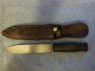 Vintage 1940 - 1965 Case Xx Fixed Blade Fighting Knife With Leather Sheath