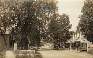 South Strafford,  Vt Rppc Main Street And Texaco Gas Station 1933