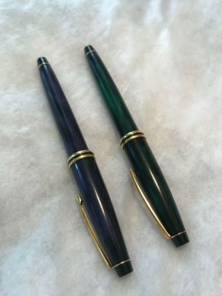 Vintage Fountain Pens,  Set Of 2 Cross Fountain Pens,  Blue And Green