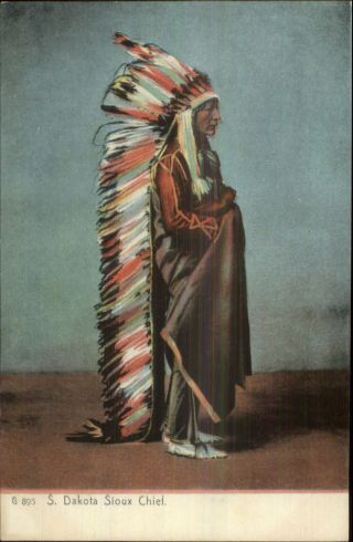 Native American Indian S.  Dakota Sioux Chief Rotograph C1905 Postcard
