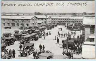 Camp Dix,  Jersey Nj Street Scene On Sunday Ca 1910s Military Postcard
