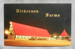 1970s Nickerson Farms Road Stop At Night On I - 35 Old Cars Gas Pumps Blackwell Ok