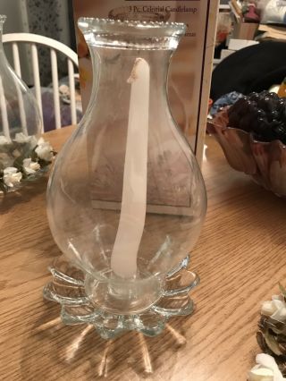 Indiana Glass Home Harmonies 3 Pc Celestial 10 " Candle Lamp W/candle Nib Nbu