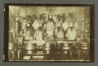 I.  W.  Taber Chinatown Joss Temple 5 Idols,  San Francisco Albumen Photo 1880 China