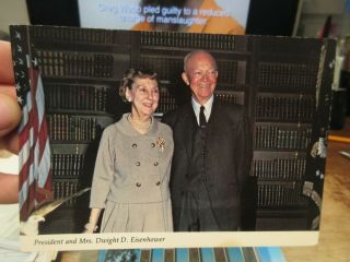 Vintage Old Postcard Kansas Abilene President Dwight Eisenhower Mamie First Lady