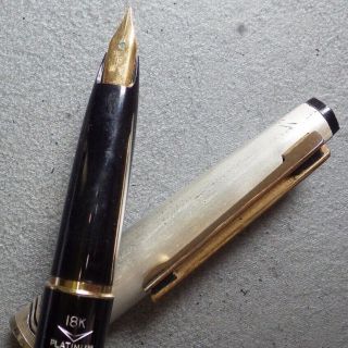 Jet Black PLATINUM C/C Fountain Pen 18K Gold F Nib Eyedropper Cartridge 5