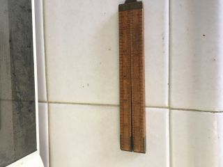 Antique Stanley No 53 1/2 Wood and Brass Folding 24 inch Ruler 6