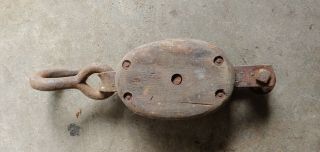 Vintage Antique Wooden Barn Pully