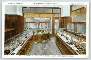 Chicago Illinois A.  Wolf Company Jewelry Store Interior Dearborn Street 1920s Pc