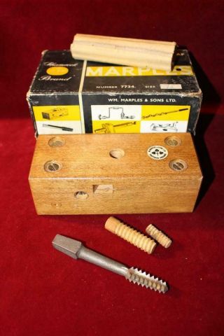 Fine Vintage 1/2 " Marples Wood Screw/threading Box And Tap 7734