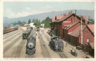 A View Of The Santa Fe R.  R.  Station & R.  R.  Yards,  San Bernadino,  California Ca