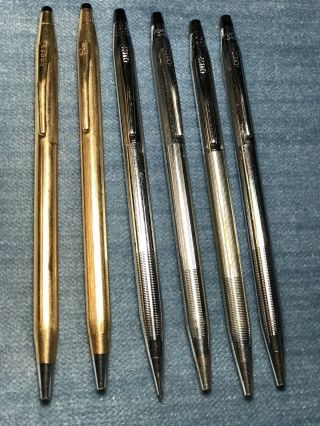 Six (6) Vintage “cross” Pens - 2 Gold Filled