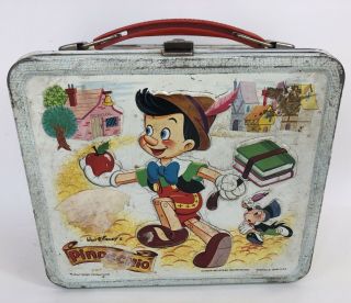 Vintage 1971 Disney Pinocchio Metal Lunch Box By Aladdin No Thermos