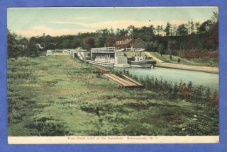 Schenectady,  Ny,  First Canal Lock At The Aqueduct,  Ship,  Postcard Early 1900s