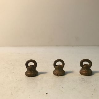 Antique Matching Set Of 3 Brass Slip Shade Fixture Style Lamp Finials