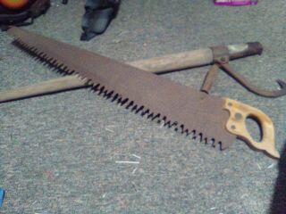 Warranted Superior Crosscut Hand Saw 36” Antique Primitive Tool Barn Find