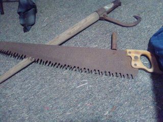 Warranted Superior Crosscut Hand Saw 36” ANTIQUE PRIMITIVE TOOL BARN FIND 2