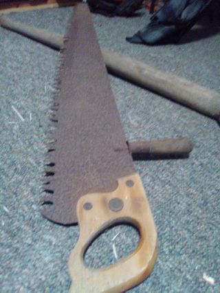 Warranted Superior Crosscut Hand Saw 36” ANTIQUE PRIMITIVE TOOL BARN FIND 3