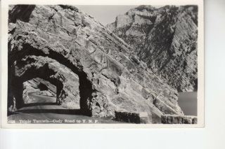 Real Photo Postcard Triple Tunnels Cody Road To Yellowstone National Park Wy