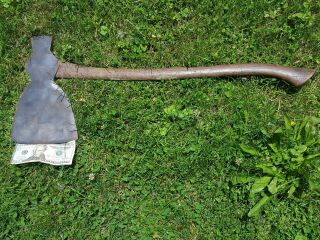 Antique Signed Blacksmith Hand Forged Broad Axe / Felling Axe