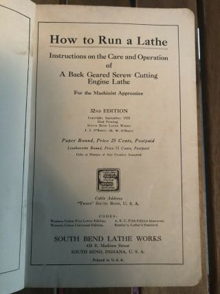 Old Vintage South Bend how to run a lathe 1935 Plus 4 1936 Bulletins. 2