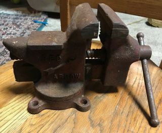 Antique Red Arrow Columbian No 63 1/2 Swivel Bench Vise Pipe Jaws Anvil