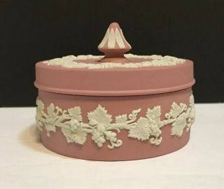 Wedgwood One Rare Pink Jasperware Spiked Knob Trinket Box,  Cond