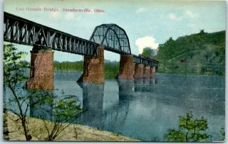 Steubenville Ohio Postcard " Panhandle Bridge " Penn.  Railroad Ohio River 1913 Rpo
