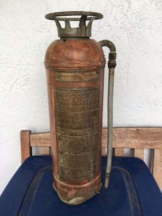 Vintage Ecnarusni Copper & Brass Fire Extinguisher Buffalo York 2 1/2 Gallon