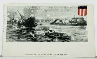 Sinking Of The Merrimac,  Santiago Harbor Cuba By Lieut Hobson 1898 Postcard E15