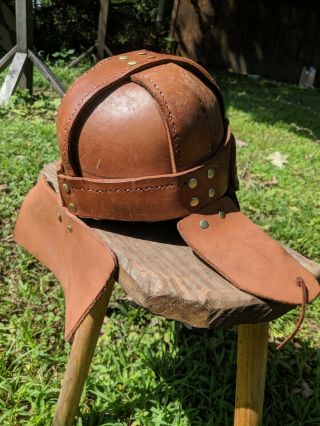 Larp Viking Leather Helmet 5