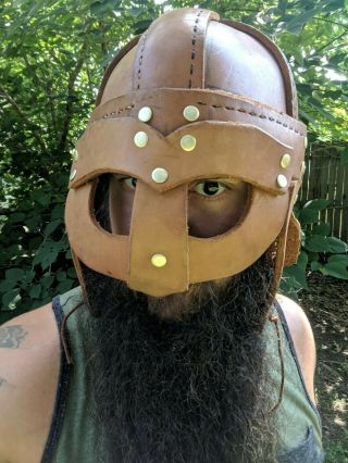 Larp Viking Leather Helmet 8