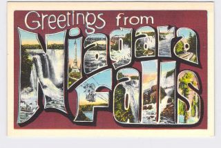 Big Large Letter Vintage Postcard Greetings From York Niagara Falls 2