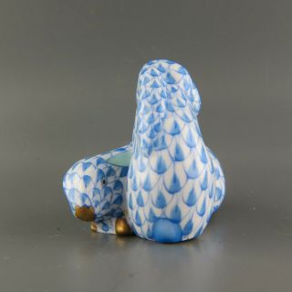Herend Blue Fishnet Figurine of Two Bunny Rabbits 2