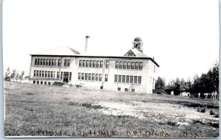 Rosthern,  Manitoba Canada Rppc Real Photo Postcard Public School Building C1940s
