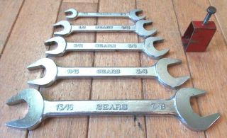 Vintage Sears (5) Pc.  Open End Sae Wrench Set W/ Holder - Bf Series Japan