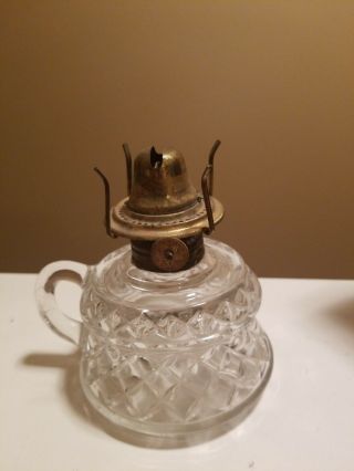Antique B And H Diamond Point Finger Oil Lamp