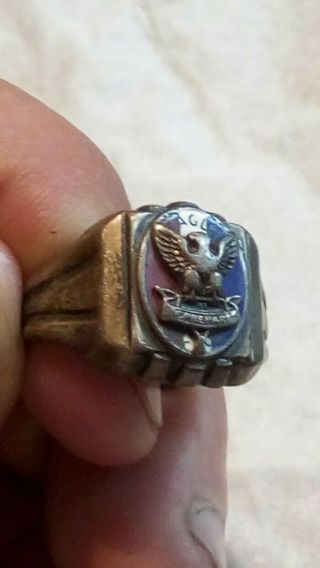 Vintage Rare Eagle Scout Ring Sterling Silver