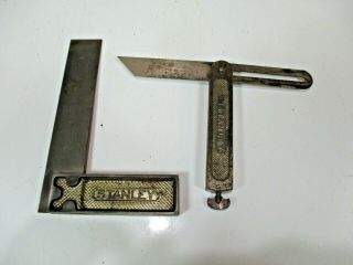 2 Vintage Stanley Tools Sweetheart Solid Metal Tri - Square 6 " Great Patina H7
